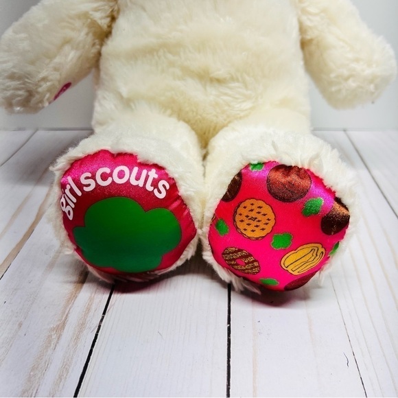 Build-A-Bear Girl Scouts 16” White Pink Cookies Bow Stuffed Plush Bear - Picture 5 of 11